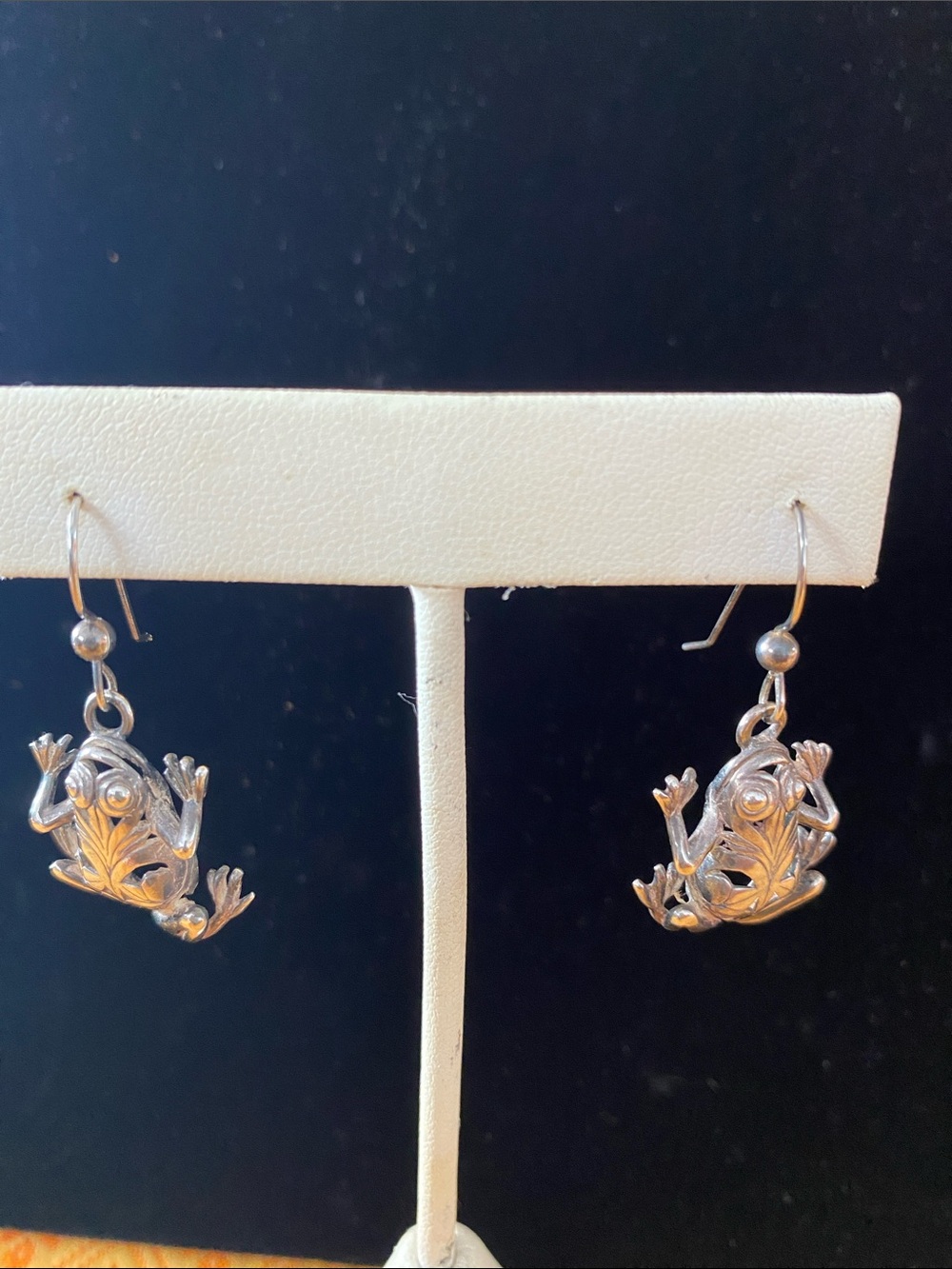 Sterling Silver Frog Drop Earrings - 925 Silver